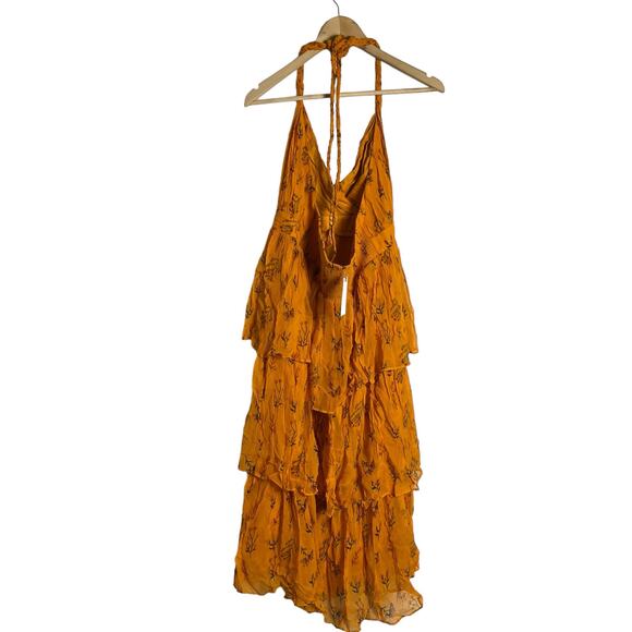 Guapa Anthropologie Orange Pinar Layered Halter Sleeveless Maxi Dress Size 14 - Picture 9 of 12